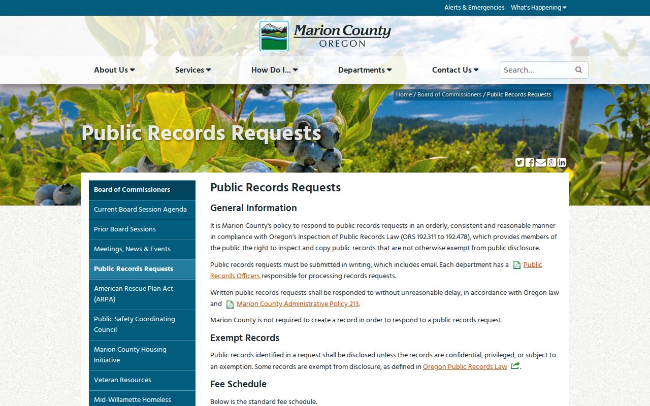 Woodburn residents directory Marion County public-records request source