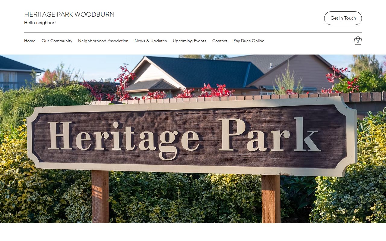 Woodburn neighbors association contact page for Heritage Park